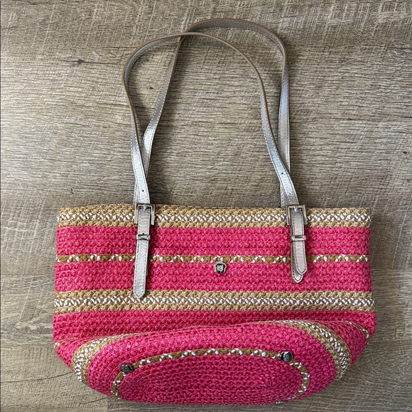Eric Javits Pink Woven Bohemian Bag